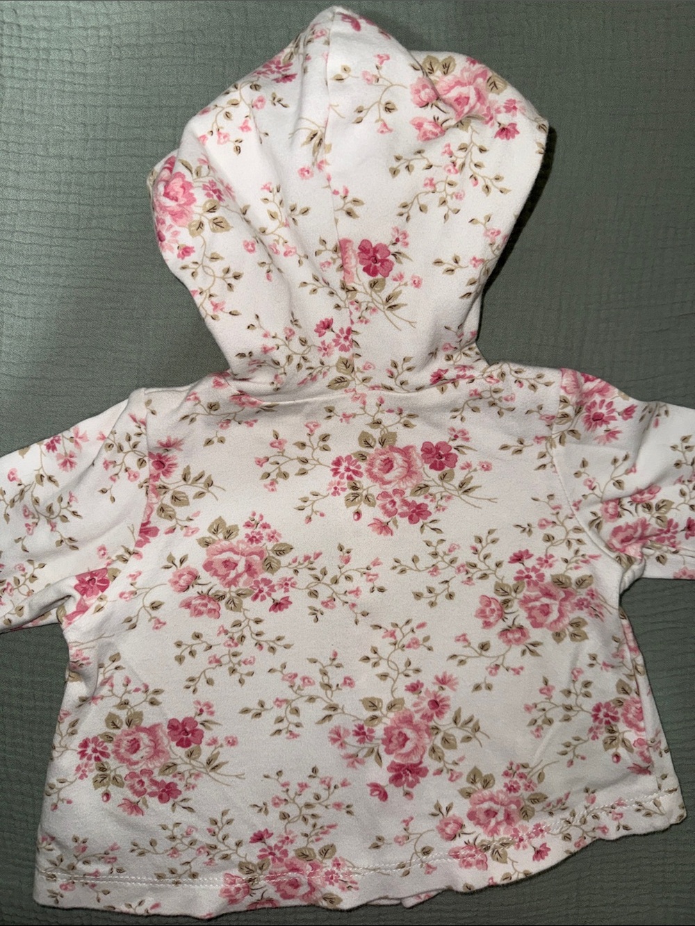 Baby Girl Floral Hooded Jacket Pink Bow Lightweight Cardigan 6M - Picture 2 of 2
